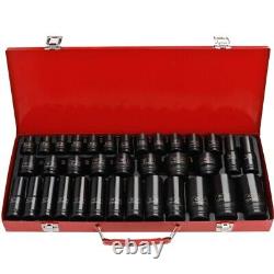 35 Pcs Sleeve Pneumatic 1/2 Thickened Wrench Tool Hexagonal Sleeve Set Car Tool