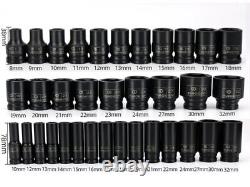 35 Pcs Sleeve Pneumatic 1/2 Thickened Wrench Tool Hexagonal Sleeve Set Car Tool