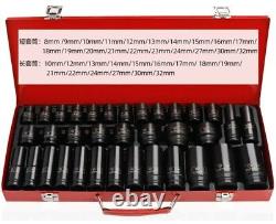 35 Pcs Sleeve Pneumatic 1/2 Thickened Wrench Tool Hexagonal Sleeve Set Car Tool