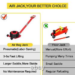 3T Handle Foldable Air Bag Jack Red Heavy Duty Portable Tire Lift Tool