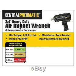 3/4 in. Heavy Duty Air Impact Wrench Torque Gun Pneumatic Garage Shop Tool Lugs
