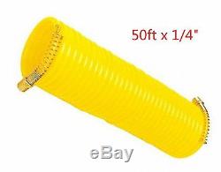 50ft x 1/4 Recoil Air Hose Re Coil Spring Ends Pneumatic Compressor Tool 200psi