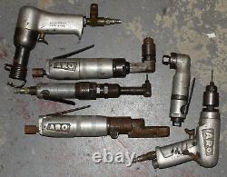 6 Lot Air Tools Aro Pneumatic Right Angle Pancake Drill Rockwell Drills Vintage