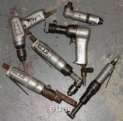 6 Lot Air Tools Aro Pneumatic Right Angle Pancake Drill Rockwell Drills Vintage