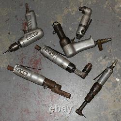 6 Lot Air Tools Aro Pneumatic Right Angle Pancake Drill Rockwell Drills Vintage