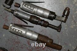 6 Lot Air Tools Aro Pneumatic Right Angle Pancake Drill Rockwell Drills Vintage