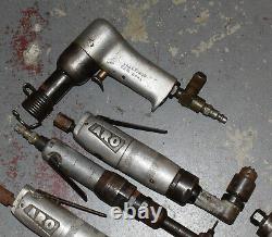 6 Lot Air Tools Aro Pneumatic Right Angle Pancake Drill Rockwell Drills Vintage