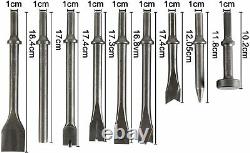 9Pcs Pneumatic Chisel Air Hammer Punch Chipping Bits Tool Set 0.39'' Shank