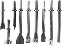 9Pcs Pneumatic Chisel Air Hammer Punch Chipping Bits Tool Set 0.39'' Shank