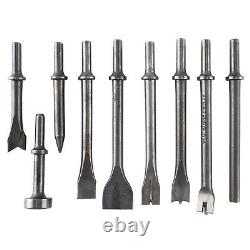 9Pcs Pneumatic Chisel Tool Set Air Hammer Punch Chipping Bits Set 0.39'' Shank