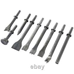 9Pcs Pneumatic Chisel Tool Set Air Hammer Punch Chipping Bits Set 0.39'' Shank