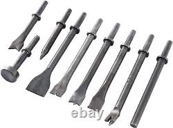 9pc Pneumatic Chisel Air Hammer Punch Chipping Bits Tool 0.39'' Shank Heavy Duty