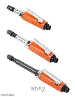 AIR DIE GRINDER SET three pneumatic grinders 1/4 chuck tool tools
