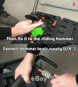 Air Pneumatic Dent Slide Hammer Car Puller Repair Tool + 3x Pads 1/4 Connector