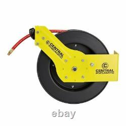 Air hose 3/8 in. X 50 ft. Retractable Hose Reel has a locking ratchet system