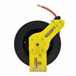 Air hose 3/8 in. X 50 ft. Retractable Hose Reel has a locking ratchet system