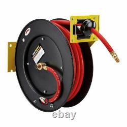 Air hose 3/8 in. X 50 ft. Retractable Hose Reel has a locking ratchet system