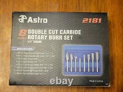 Astro Pneumatic 8pc Double Cut Carbide Rotary Burr set with 1/4 shanks #2181