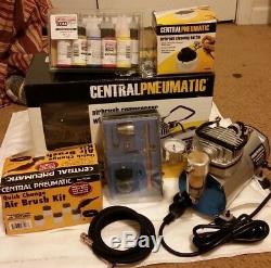 Central Pneumatic airbrish compressor and Airbrush Kit with Air Tool Accessories