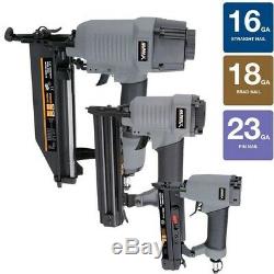 Cordless Nailer Kit 3 Piece Finish Brad PIn Nailers Air Tool Nail Gun Pneumatic