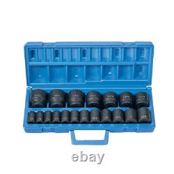 Grey Pneumatic 1/2 Drive Fractional Master Impact Socket Set, SAE, 19 Pieces