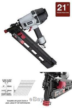 Husky Pneumatic 3-1/2 in 21-Degree Air Framing Nailer Nail Gun Construction Tool