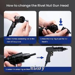 INPANOLS Air Rivet Nut Tool Kit, Pneumatic Rivnut Gun with 1/4'', 5/16'' & 3/