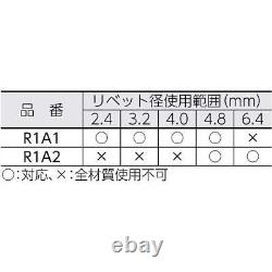 LOBTEX PNEUMATIC RIVETER AIR RIVETER (2.4,3.2,4.0,4.8mm) R1A1 FROM JAPAN NEW