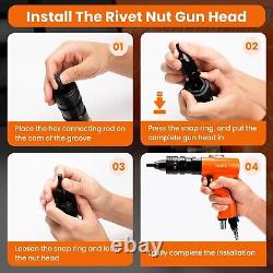 Metric Pneumatic Rivet Nut Tool Rivet Nut Kit M6, M8 5/16 & M10 3/8 Inch Gu