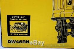 NEW DeWALT DW45RN 1-3/4 TO 3/4-Inch 15 Degree Pneumatic Coil Roofing Nailer