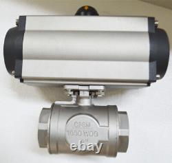 NPT 2'' Double Acting 3-way Ball valve Pneumatic Actuated Ball Valve Pumps Tool