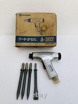 Nitto Kohki A-302 Pneumatic Air Auto Chisel With Accessories #new