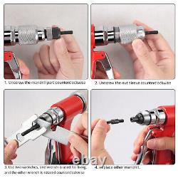 Pneumatic Air Hydraulic Pop Rivet Gun Riveter Riveting Tool with 100Pcs Rivet Nut