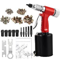 Pneumatic Air Hydraulic Pop Rivet Gun Riveter Riveting Tool with 100Pcs Rivet Nut