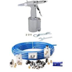 Pneumatic Air Rivet Gun Tool & Home Garage Nylon Air Tubing Kit