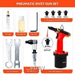 Pneumatic Pop Rivet Gun Kit, Air Riveter Tool Set for 3/32, 1/8, 5/32, 3/16 I