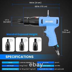 Pneumatic Rivet Nut Gun Kit with M6 M8 M10 Mandrels, Industrial Grade Air Rivnut