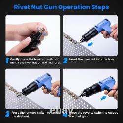 Pneumatic Rivet Nut Gun Kit with M6 M8 M10 Mandrels, Industrial Grade Air Rivnut