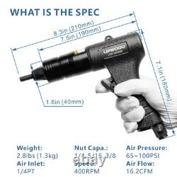 Pneumatic Rivet Nut Gun M6 & M8 & M10, Air Rivet Nut Pull Setter Tool with 3