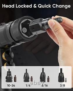 Pneumatic Rivet Nut Gun Tool With (10-24 & 1/4 5/16 3/8)Air Nut Insert Machine