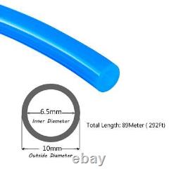 Pneumatic Tubing Pipe, 10mm x 6.5mm Blue 291ft/89Meter, Air Compressor PU Hos