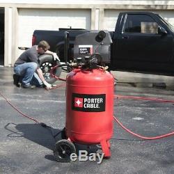 Portable Electric Air Compressor Semi-pneumatic Wheels Rubber Feet 20 Gal