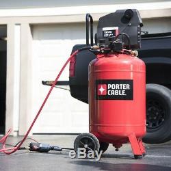 Portable Electric Air Compressor Semi-pneumatic Wheels Rubber Feet 20 Gal