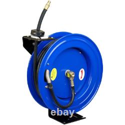 Retractable Air Hose Reel Pneumatic 50 Ft. X 3/8 inch with Automatic Rewind Blue