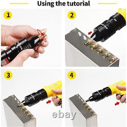 Riveter Kit Pneumatic Air Riveting Tool Gun 1/4, 5/16, 3/8 Nut Head Quick Change